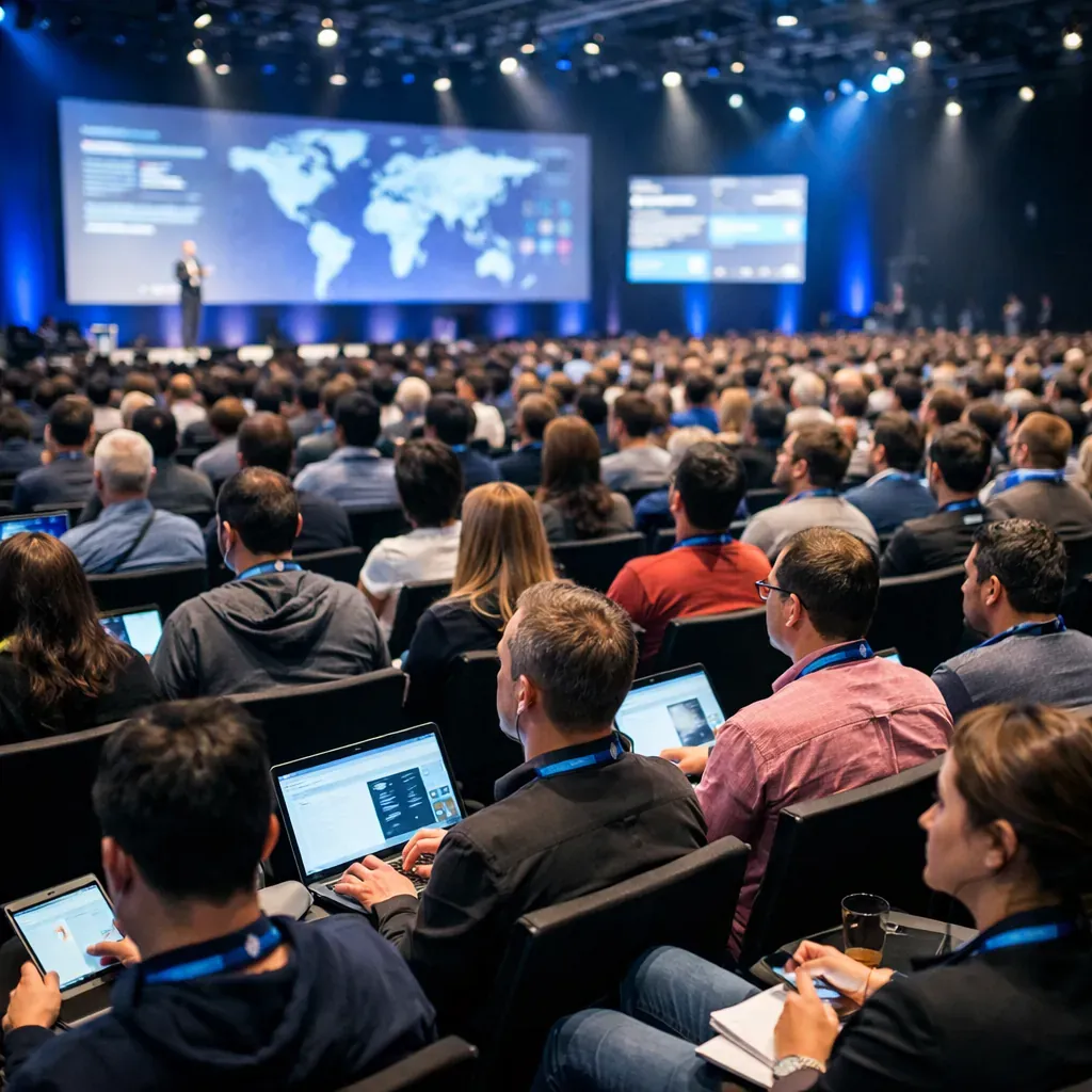 Audience at a large scale global tech conference