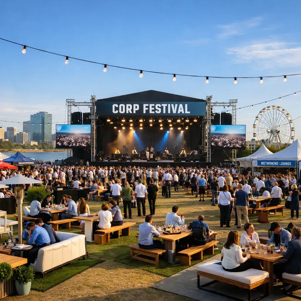 Large scale outdoor corporate festival setup