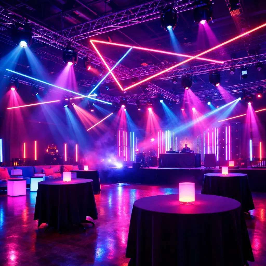 Vibrant neon event lighting design