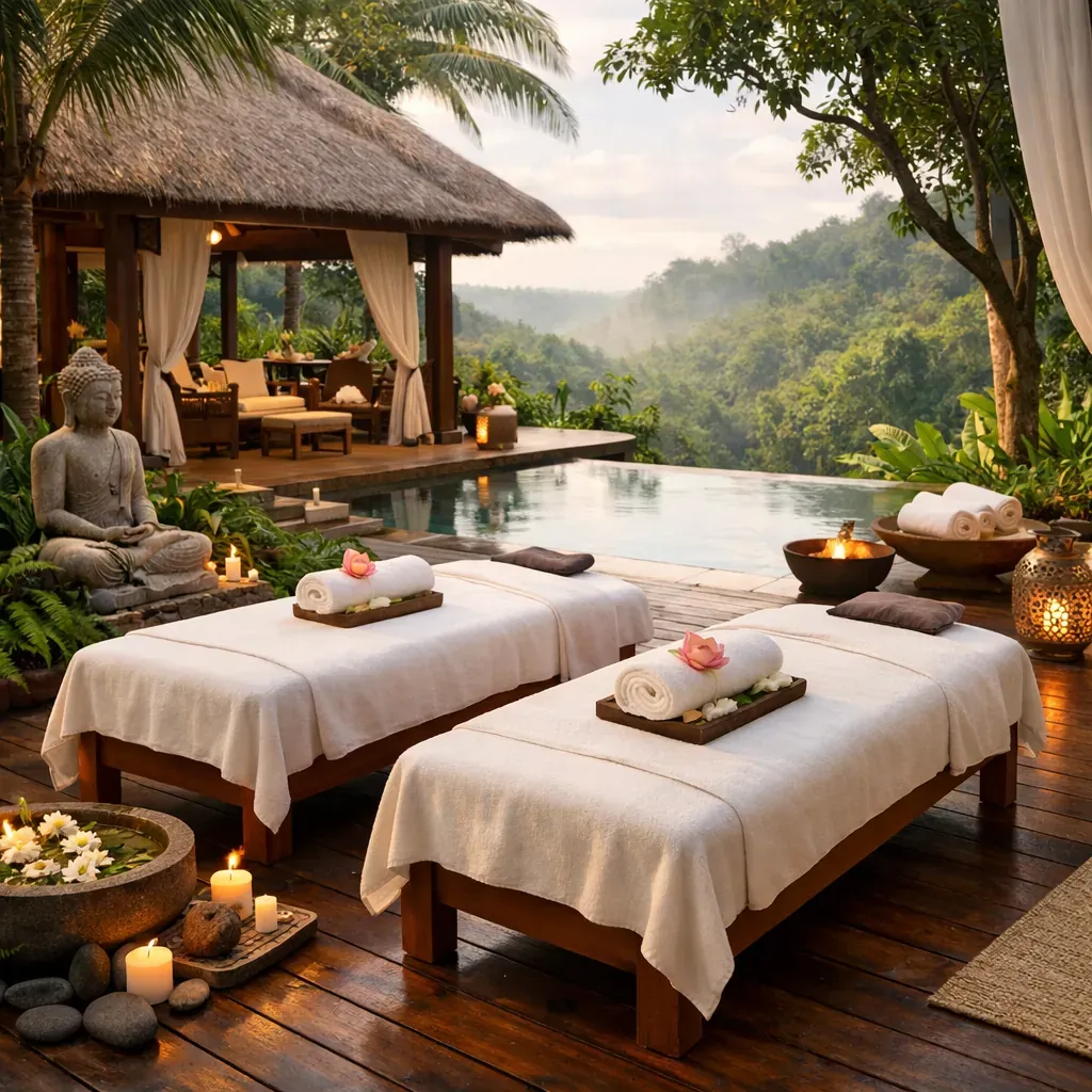 Peaceful wellness retreat setting