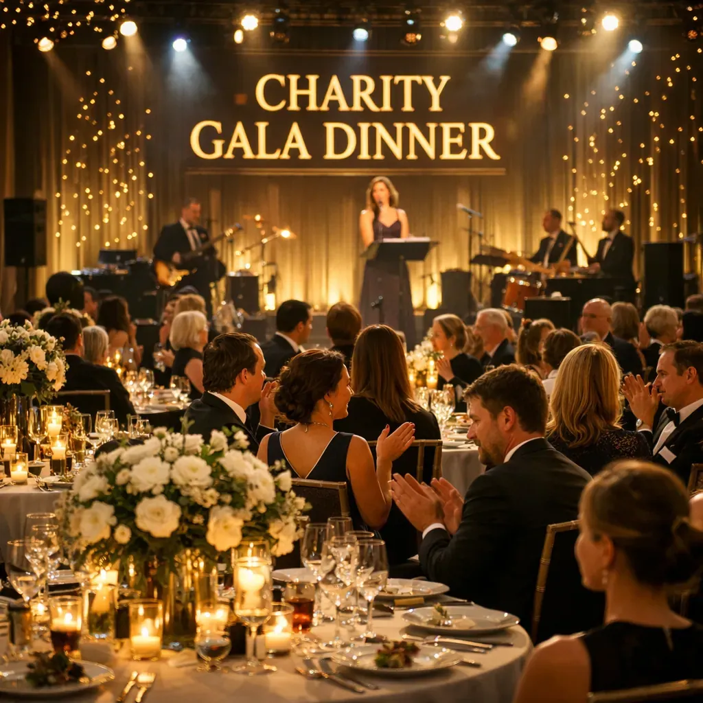 Charity event dinner atmosphere