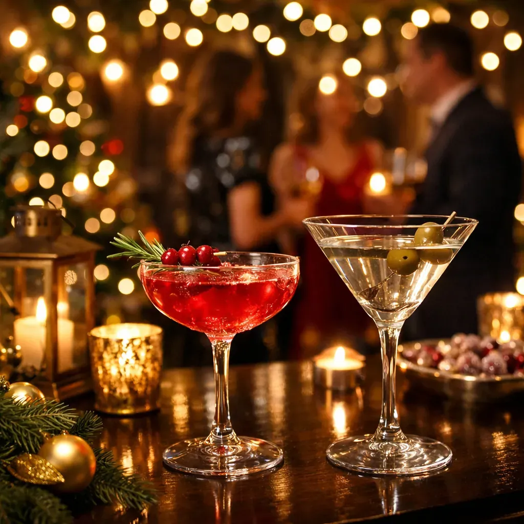 Festive holiday cocktail event lighting