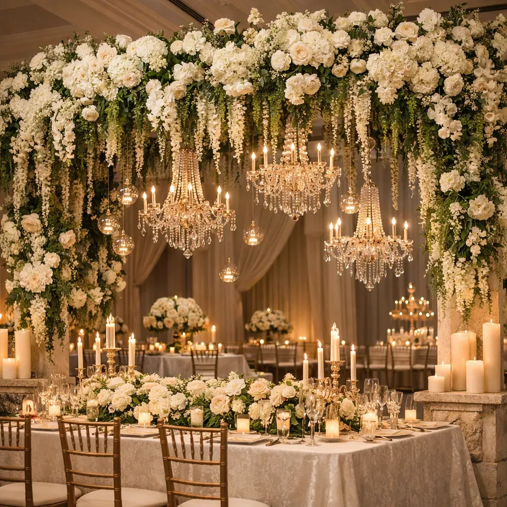 Beautifully decorated wedding reception tables