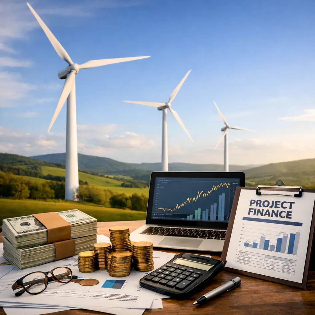 Wind turbines representing renewable energy