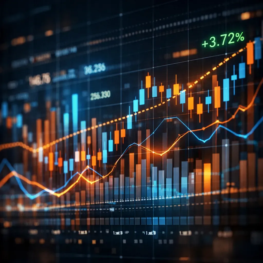 Abstract visualization of financial data and market trends