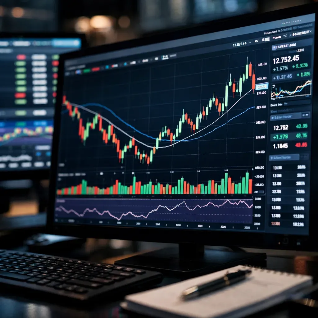 Analytical dashboard displaying market trends