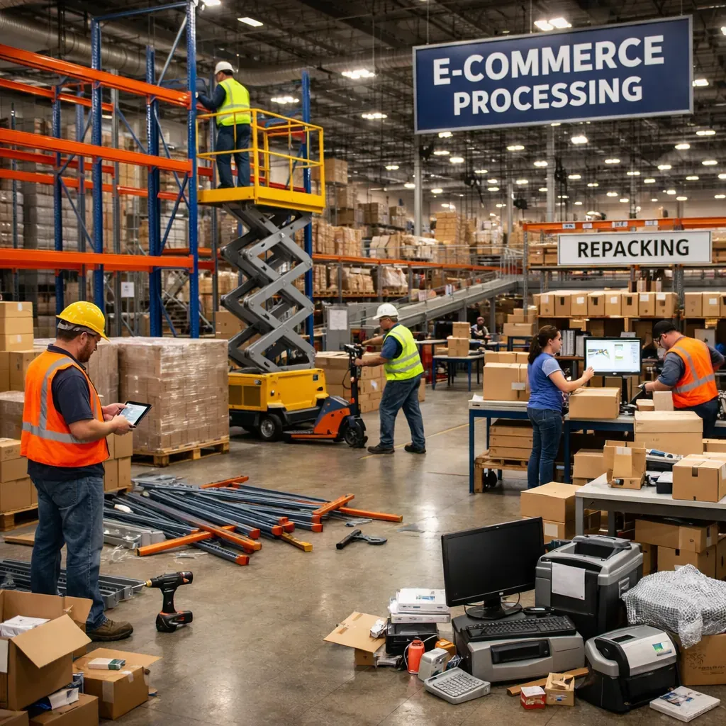 Logistics warehouse representing e-commerce restructuring