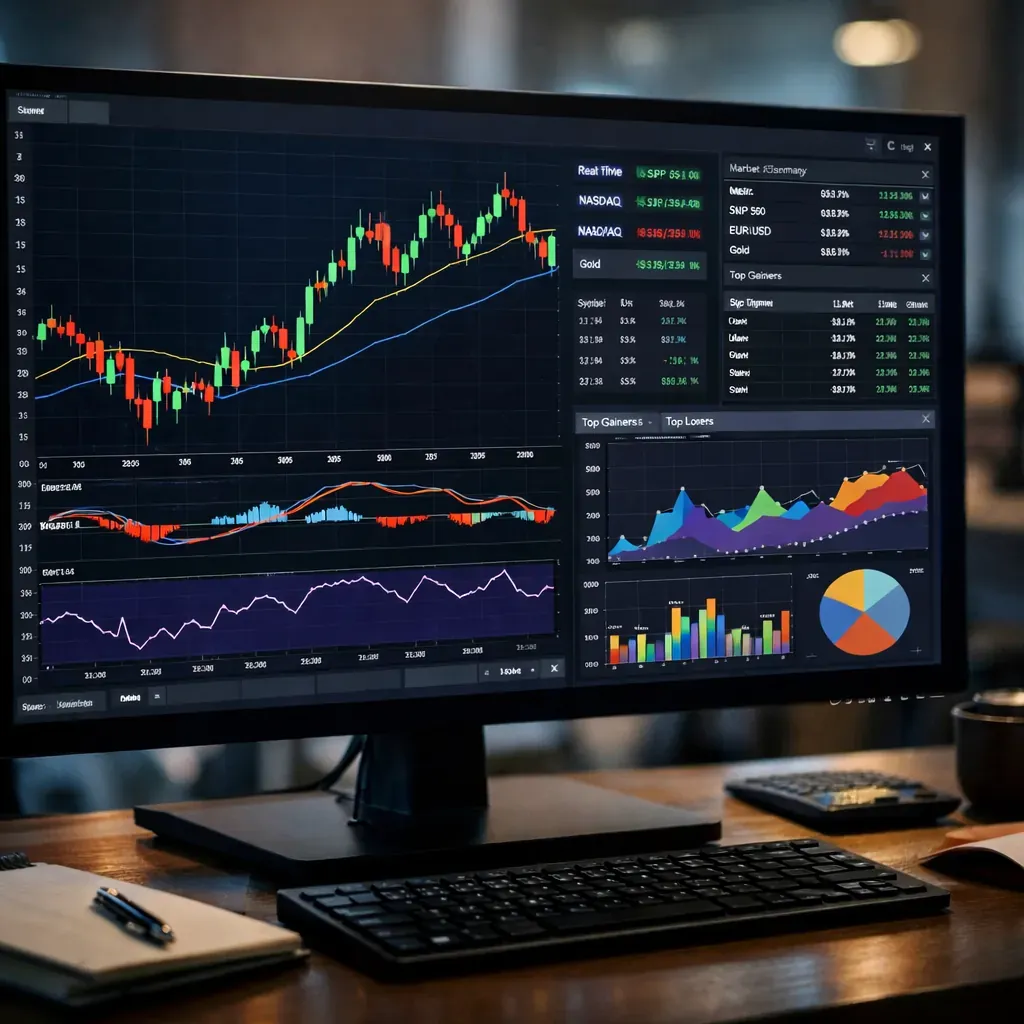 Financial charts and analysis on a screen