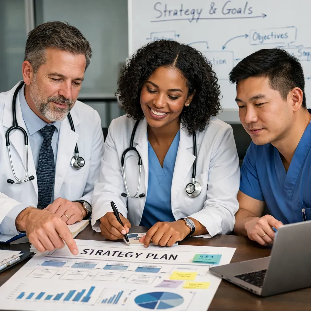 Healthcare professionals reviewing strategy