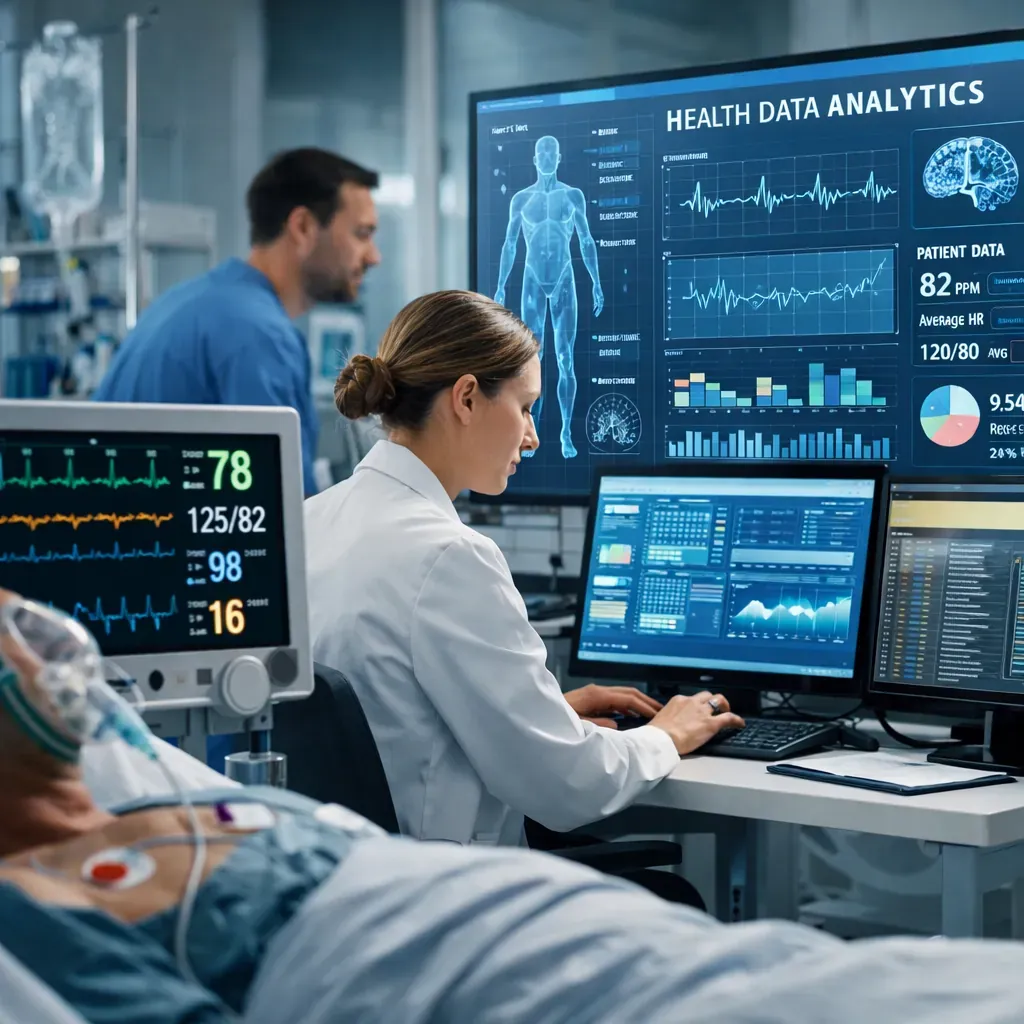 Medical researchers analyzing data on a screen