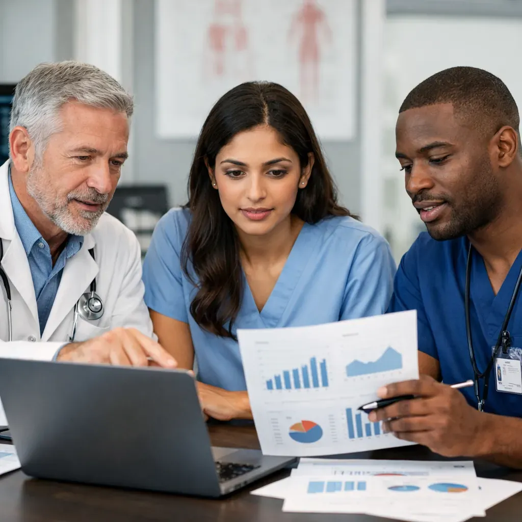 Healthcare professionals reviewing data