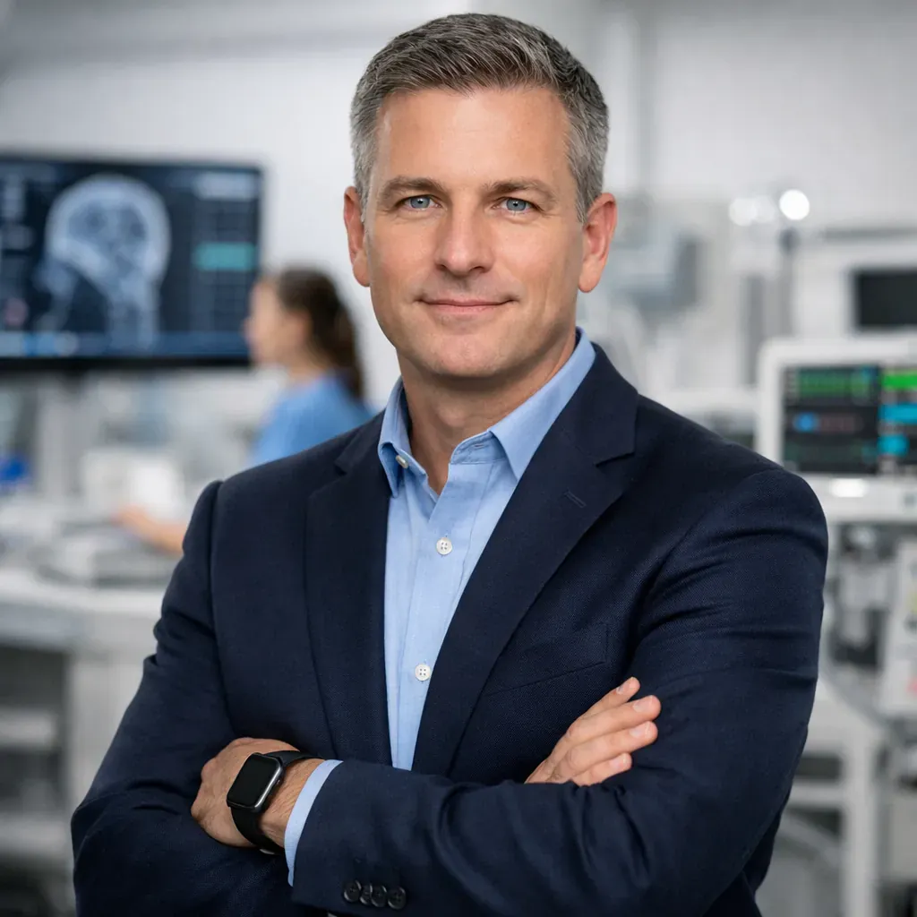 Professional portrait of a healthcare technology leader