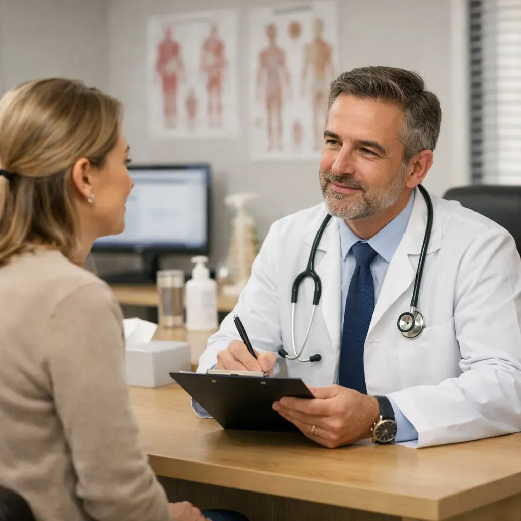 Doctor consulting with a patient in a private room