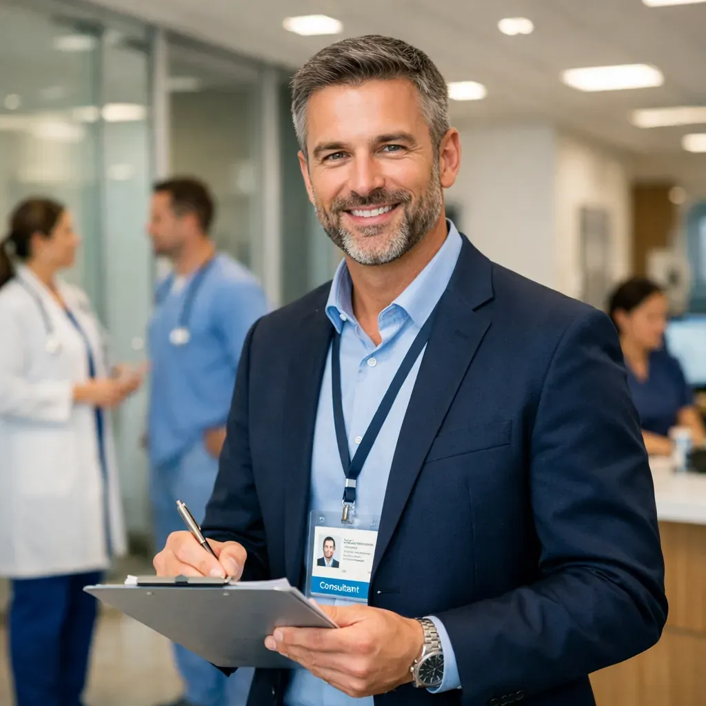 Professional consultant in a modern healthcare environment