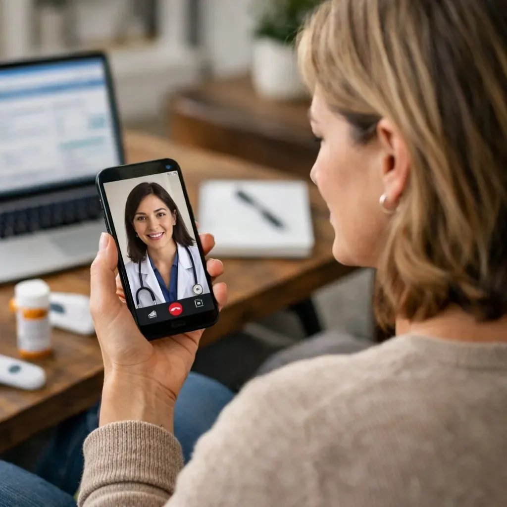 Person using a smartphone for telehealth