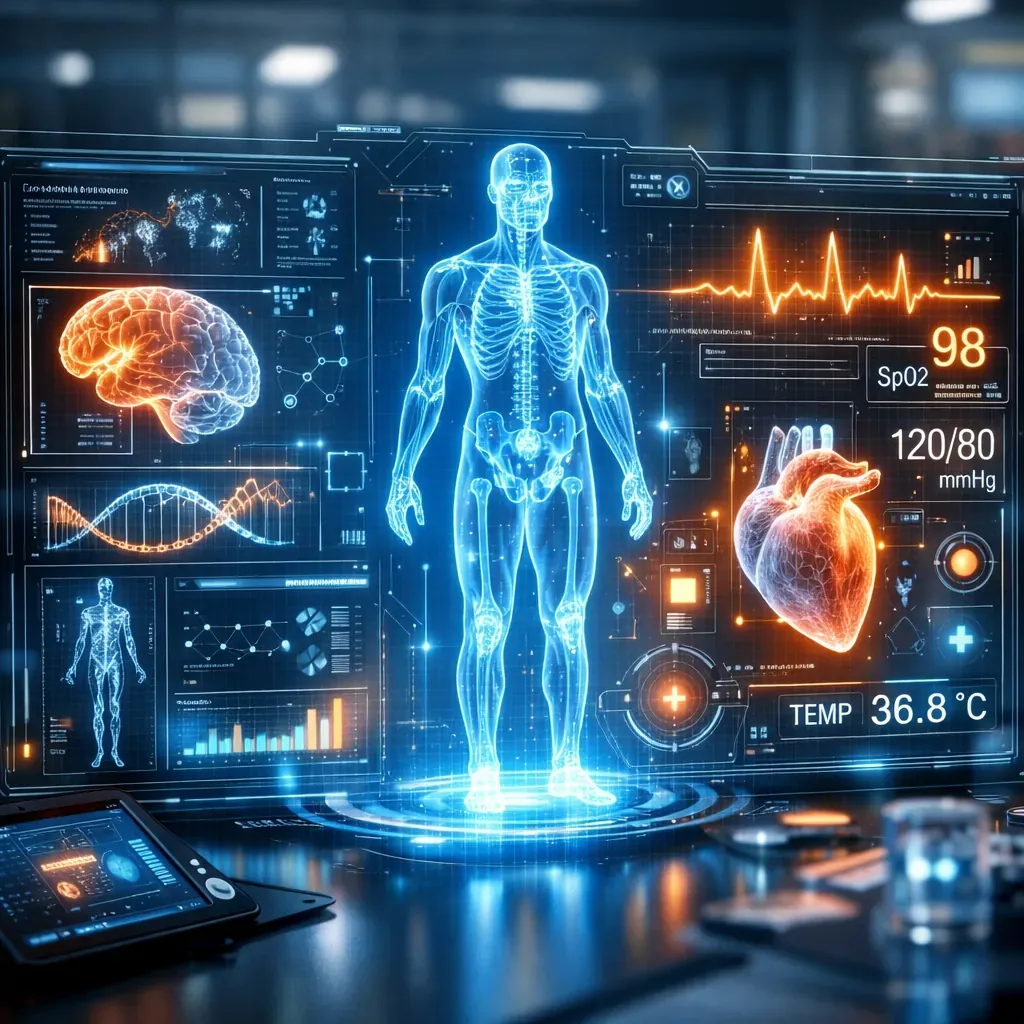 Abstract glowing medical technology interface