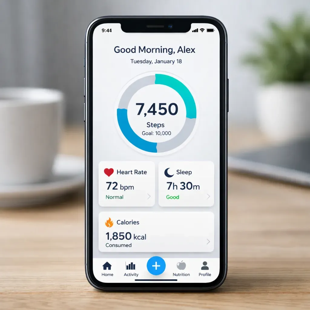Smartphone displaying a clean, abstract health application