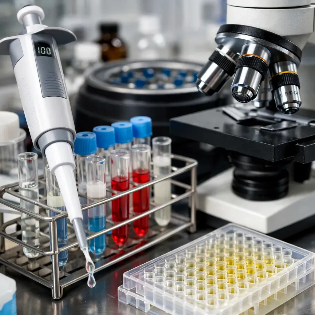 Close up of medical laboratory equipment