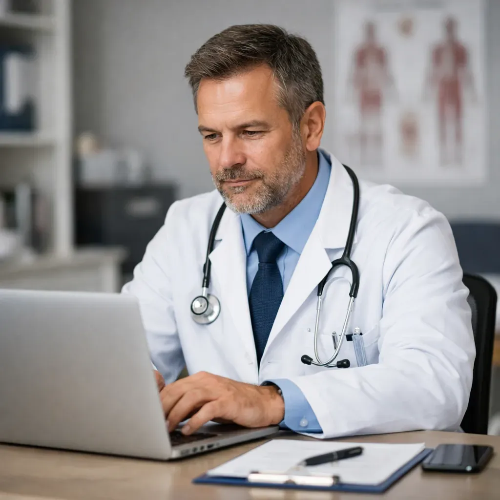 Doctor on laptop