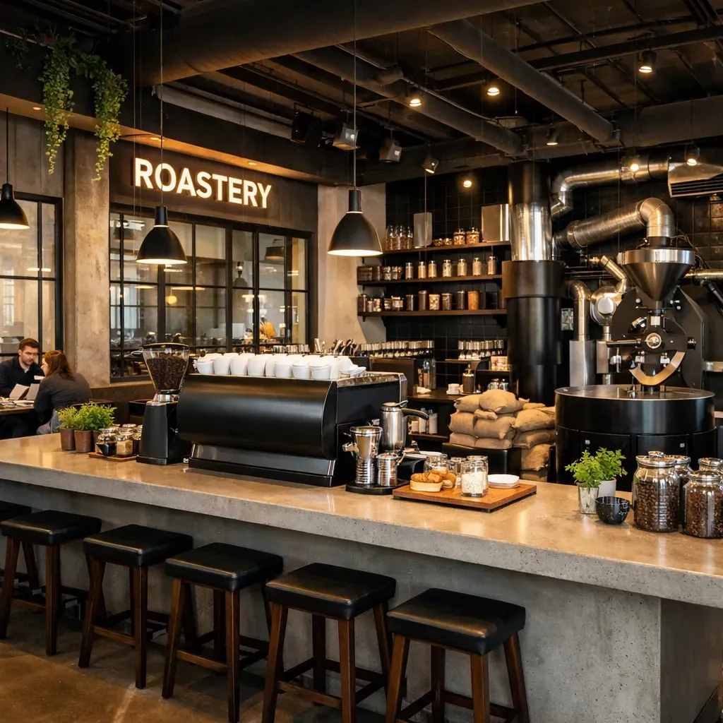 Modern urban cafe and roastery