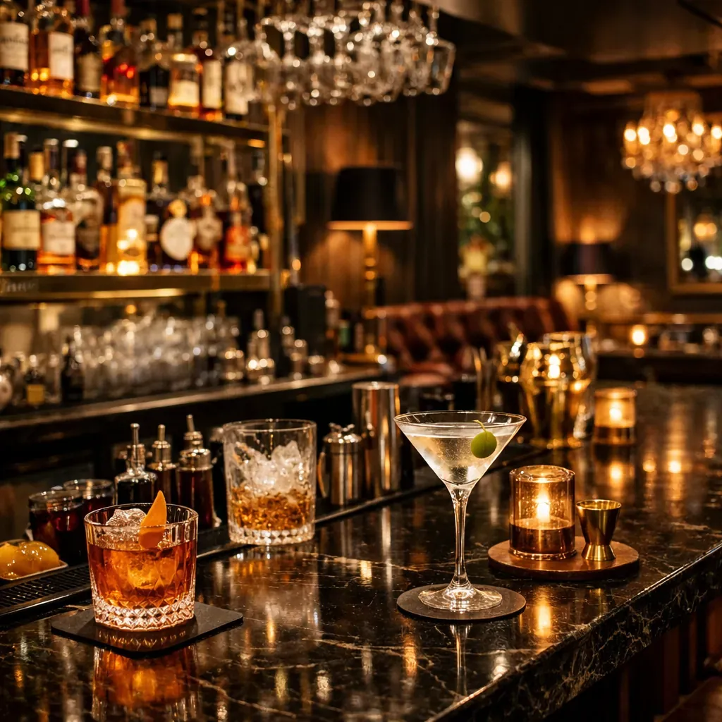 High-end cocktail bar setting