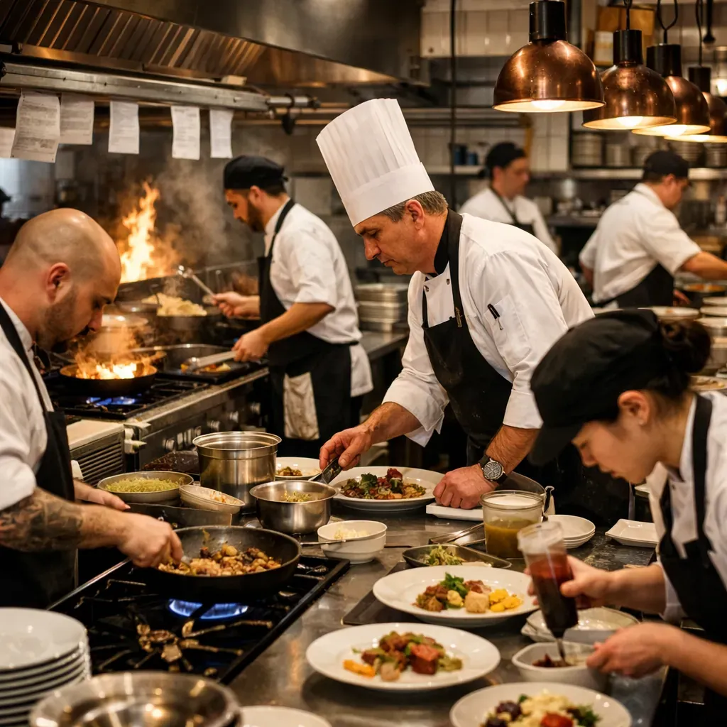 Busy professional kitchen service