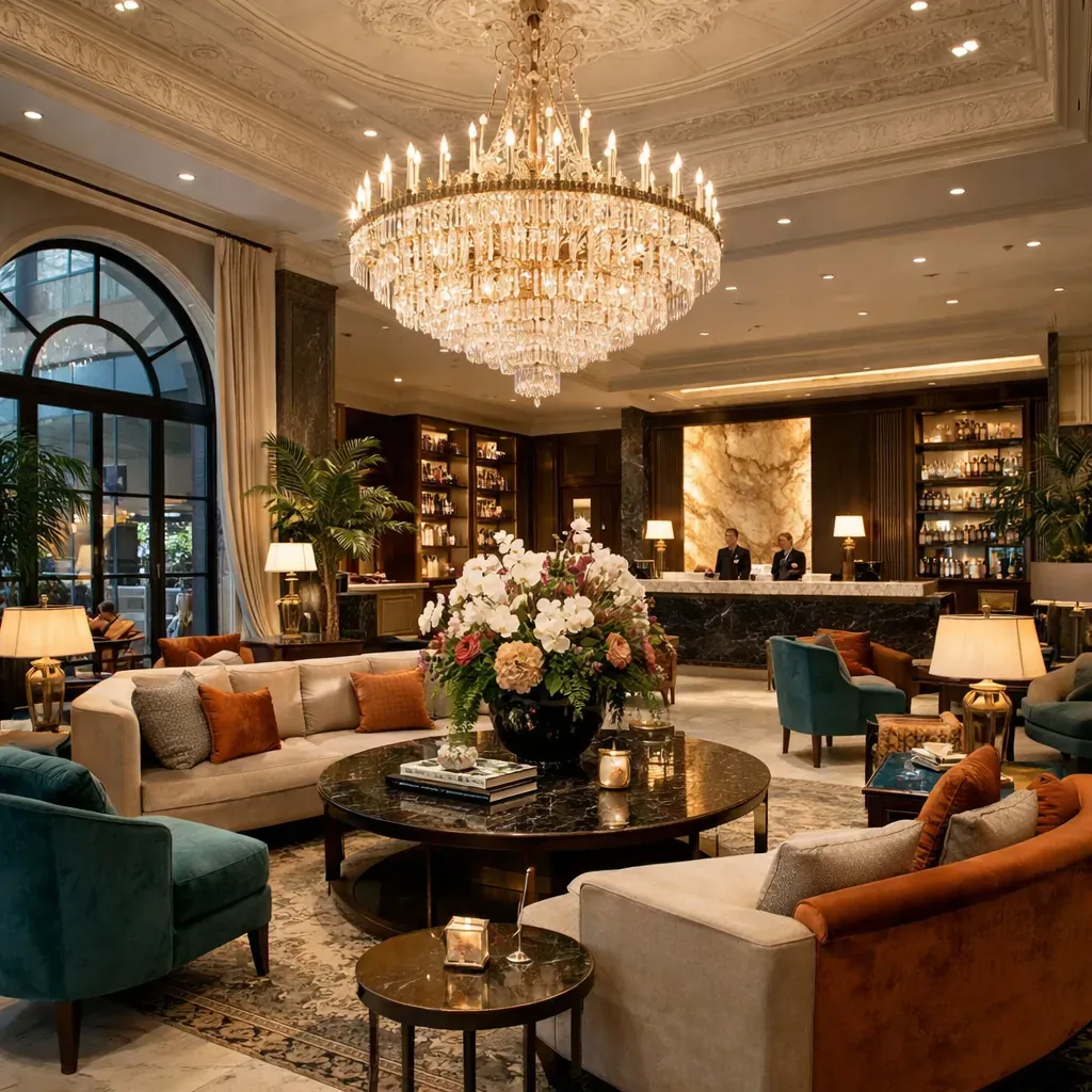 Luxurious boutique hotel lobby