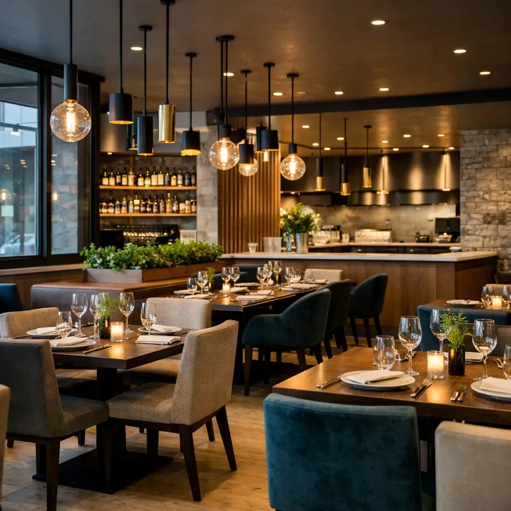 Modern bustling cafe interior