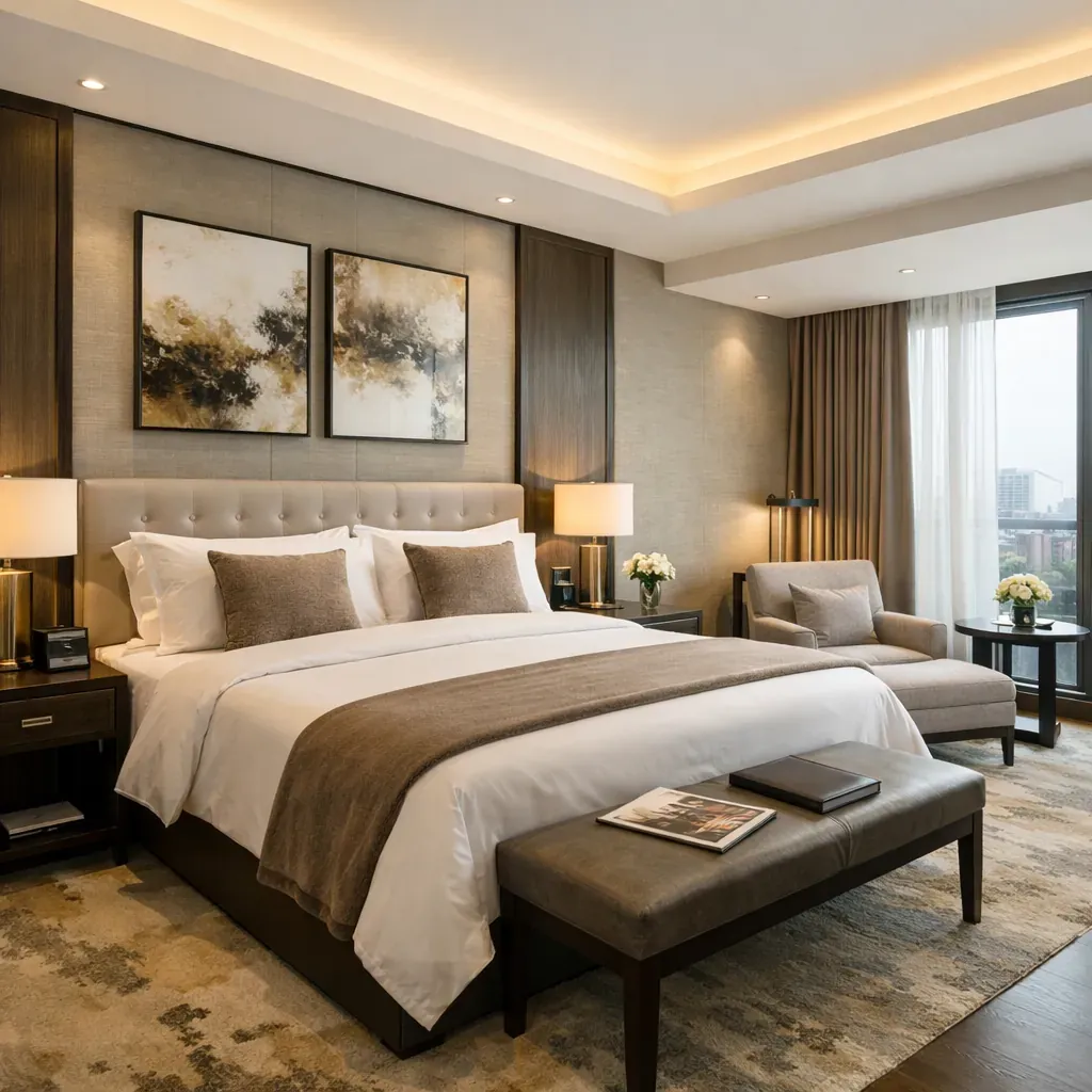 Elegant boutique hotel lounge setup