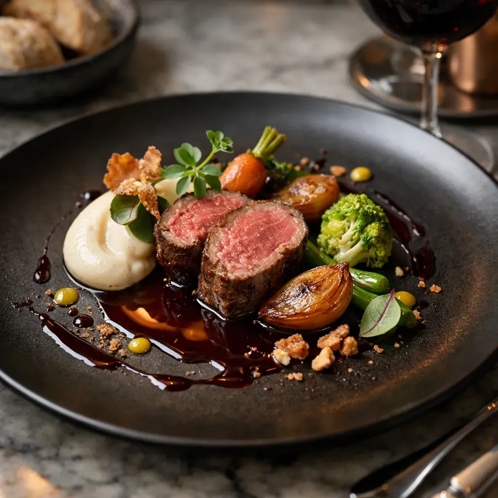 Fine dining plating presentation