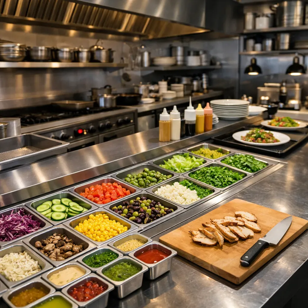 Modern kitchen prep line