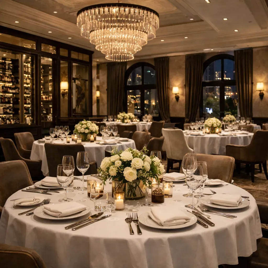 Luxury restaurant dining room setting
