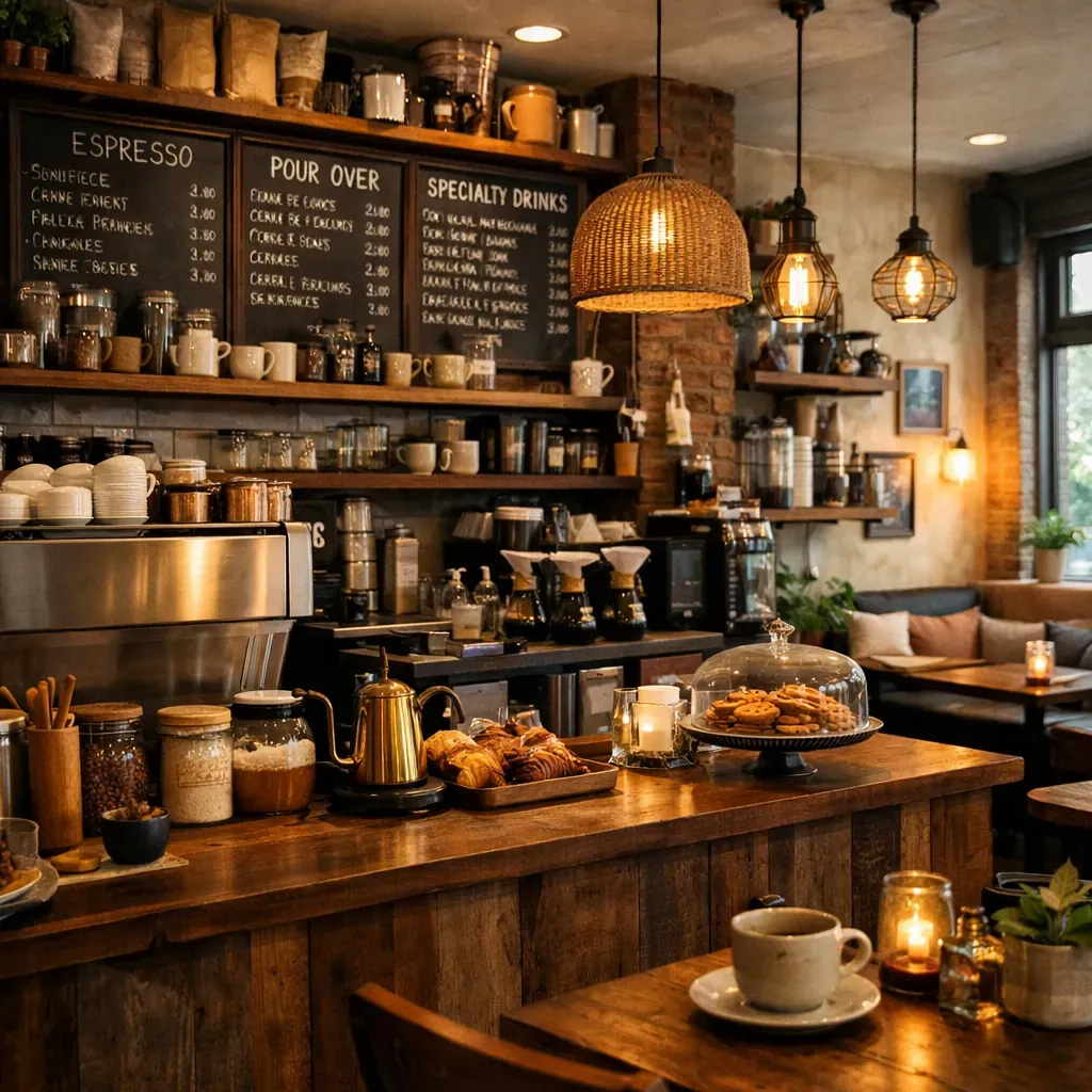 Cozy artisanal coffee shop interior