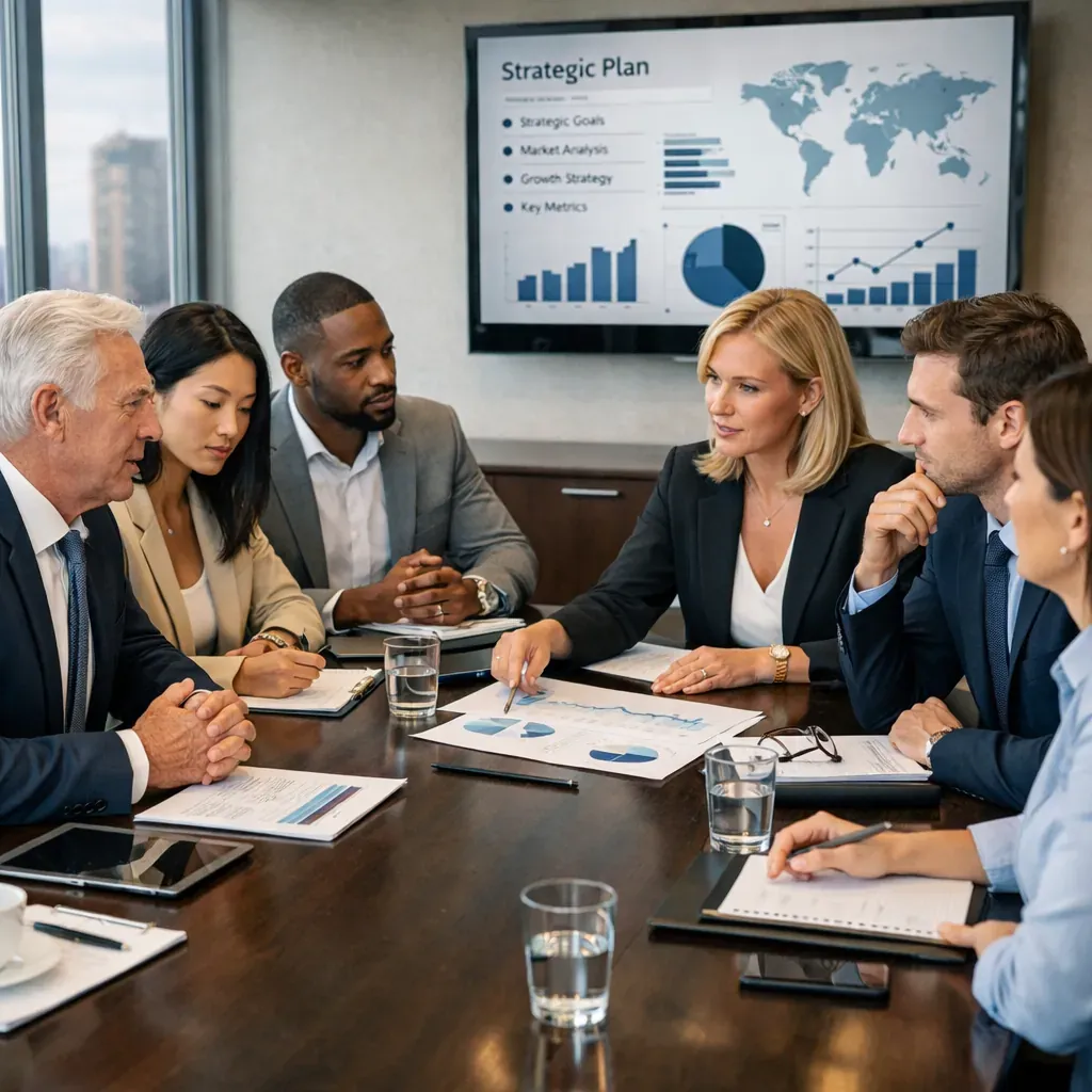 Corporate team engaged in a strategic meeting