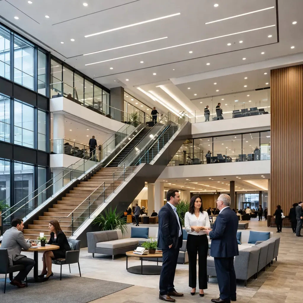Modern corporate office interior representing scale