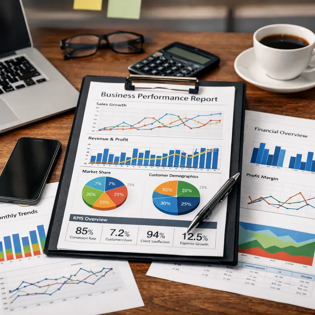 Business charts and performance metrics