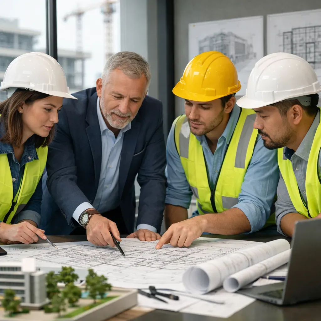 Engineering team discussing architecture