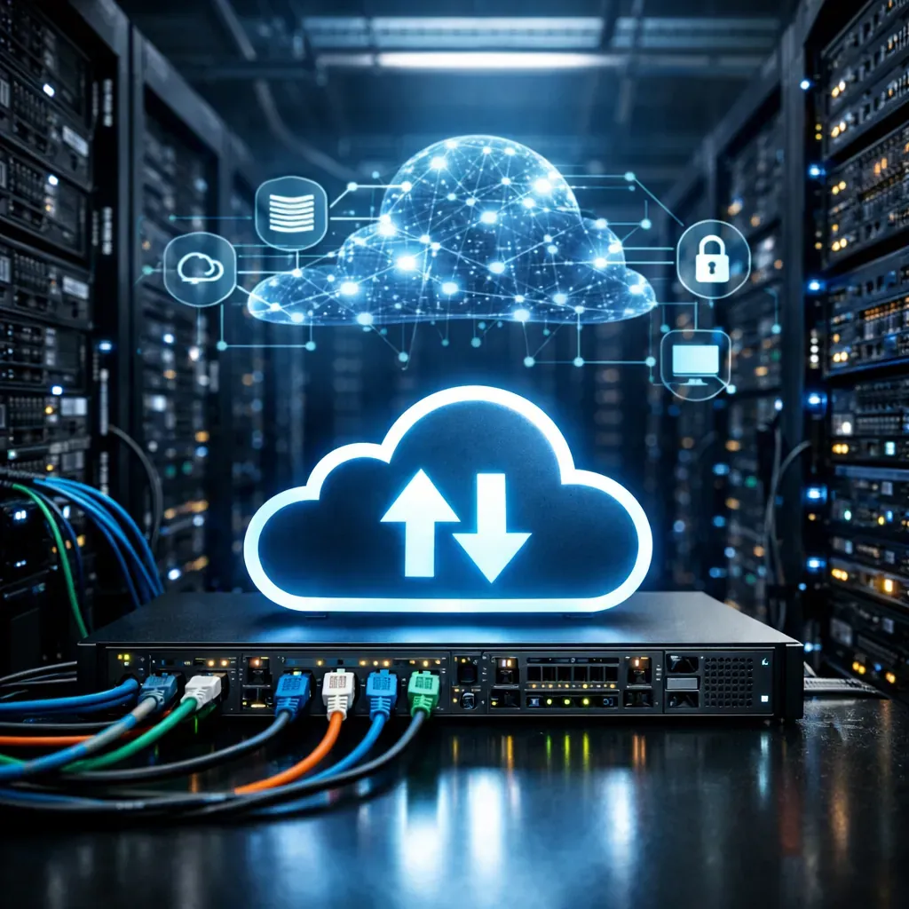 Server infrastructure room representing cloud architecture