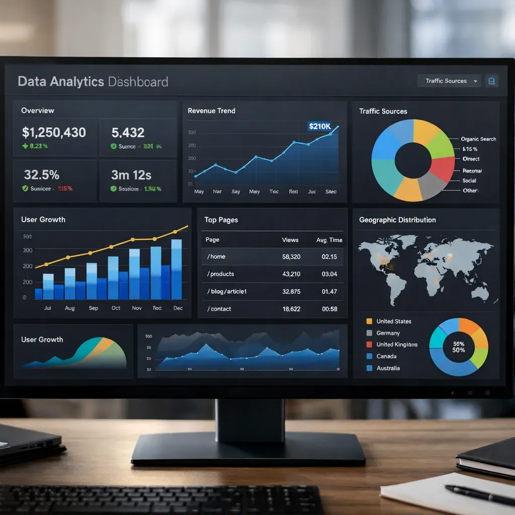 Data analytics dashboard screen