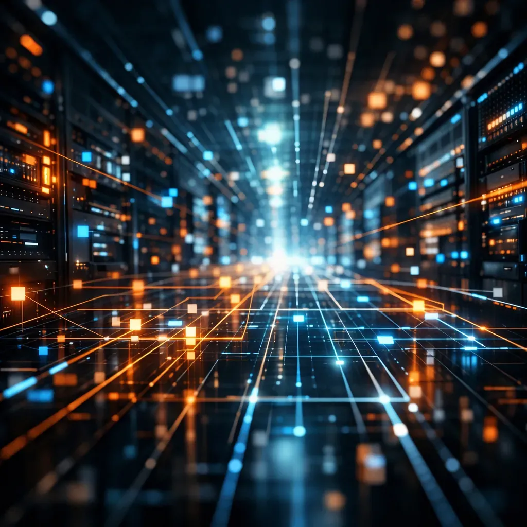 Abstract digital technology infrastructure network