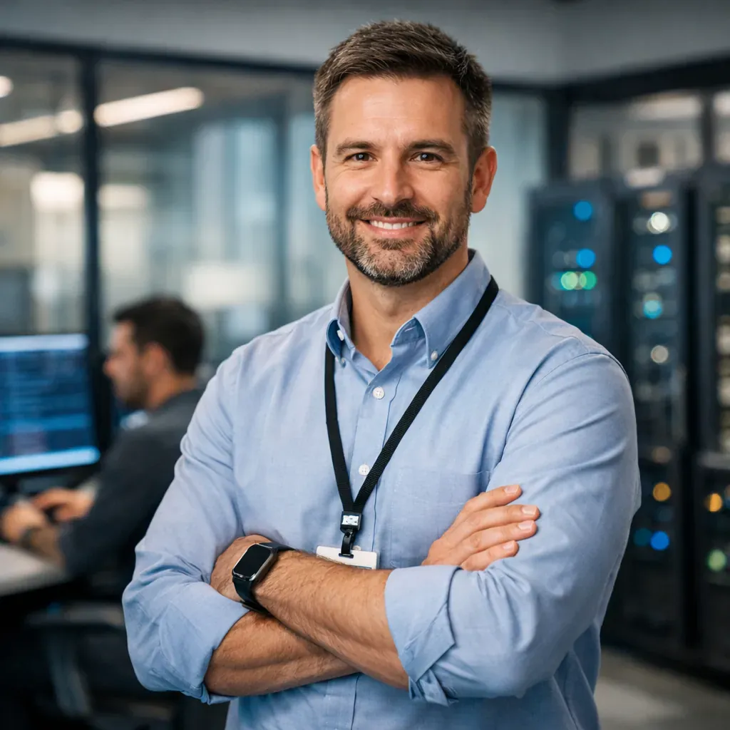 Professional portrait of IT consultant in modern office