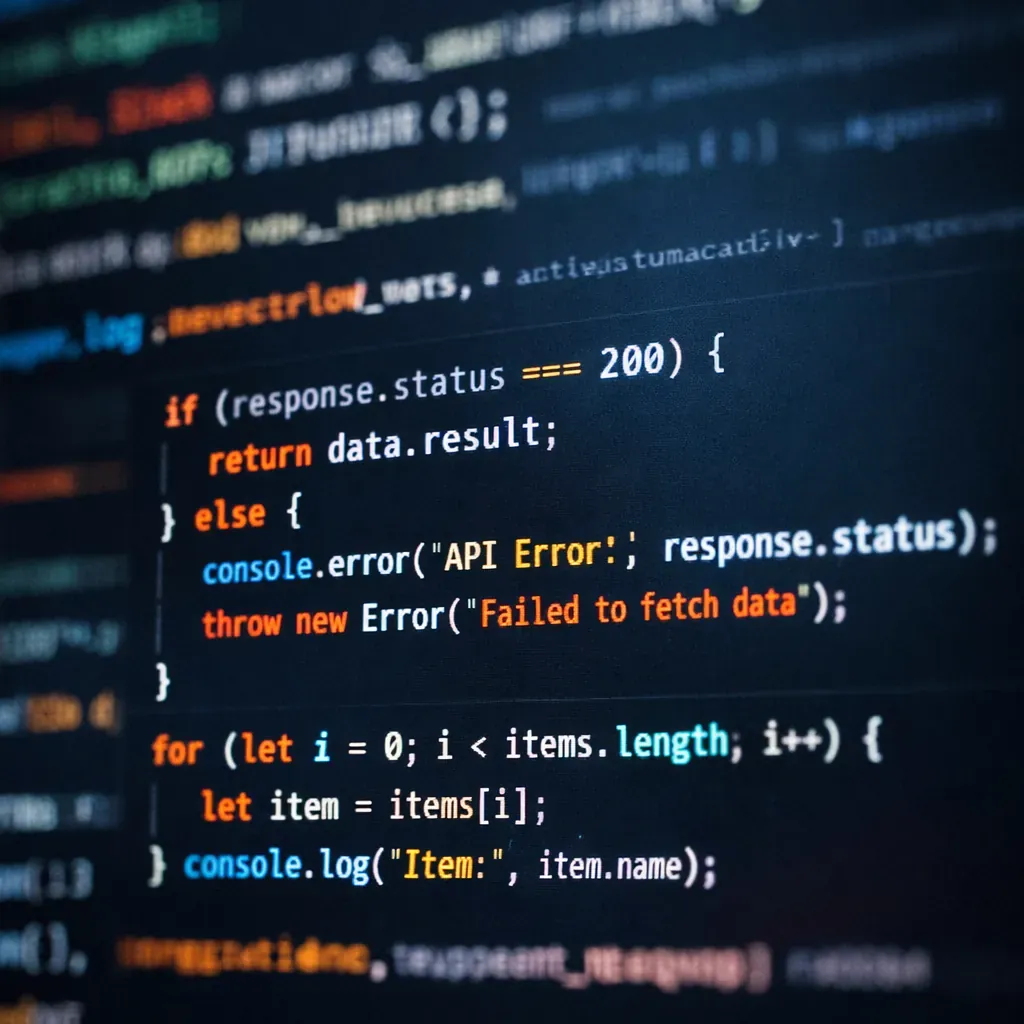 Abstract lines of code on dark background