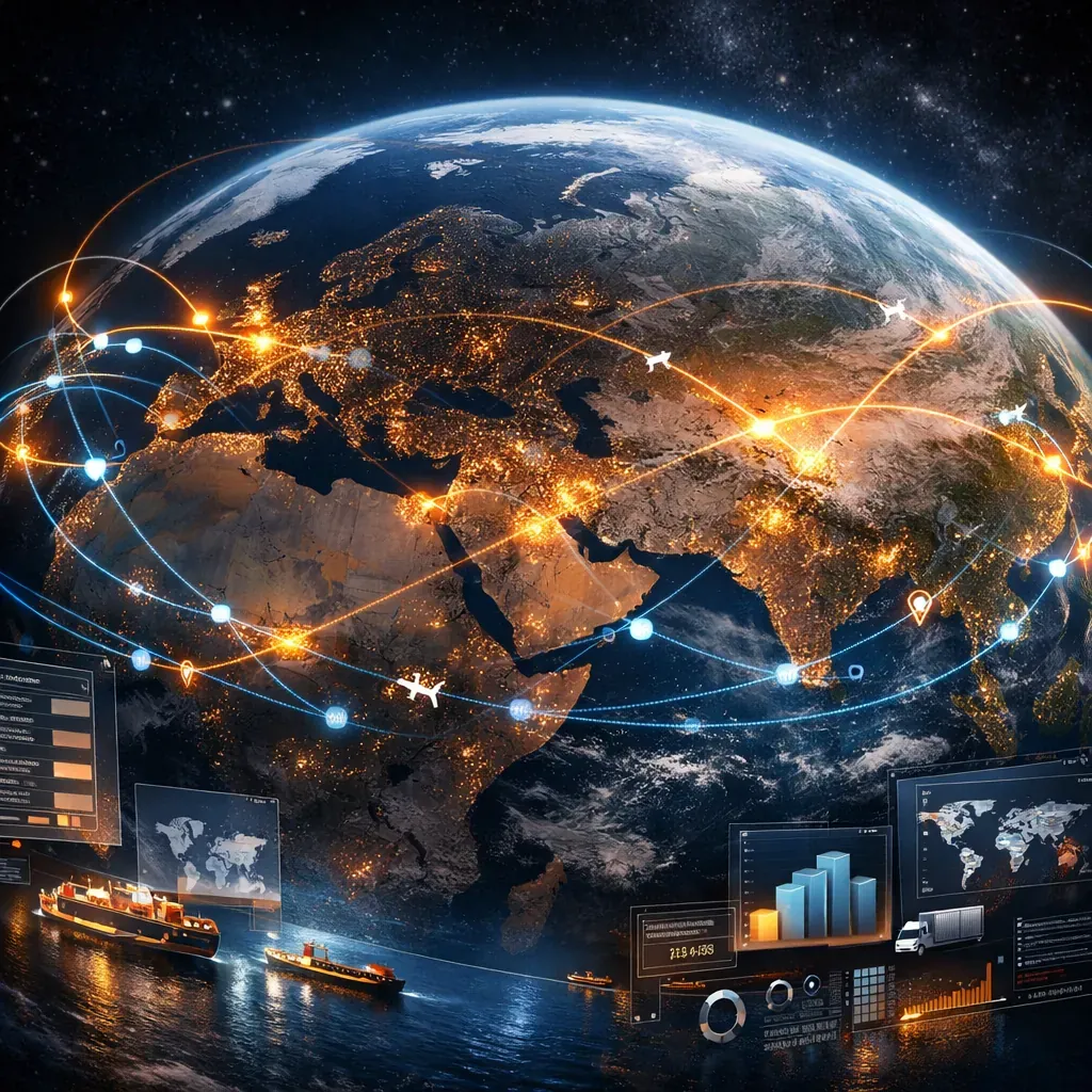 Global logistics routing visualization