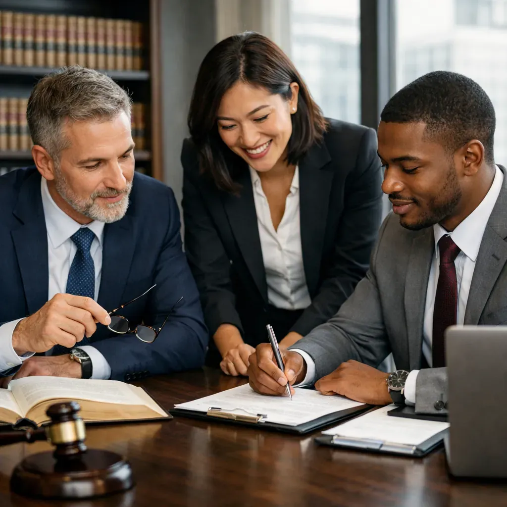Modern legal professionals collaborating