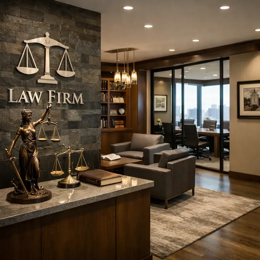 Modern corporate office interior representing legal professionalism
