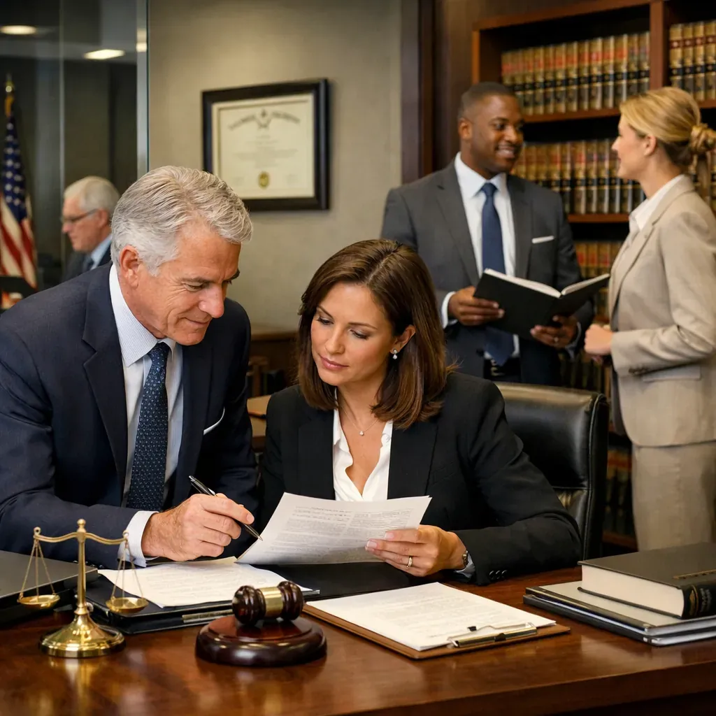 Corporate legal office environment with professionals