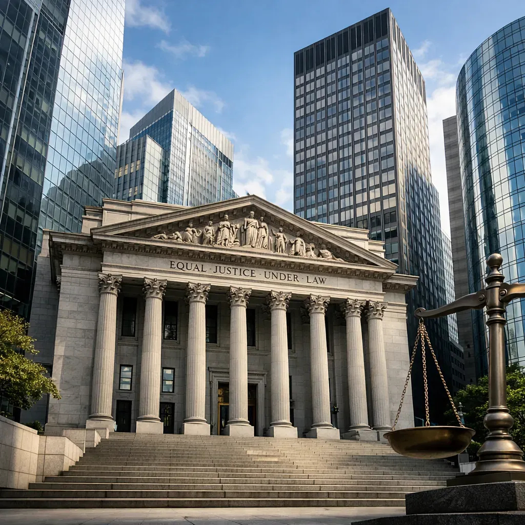 Modern corporate architecture representing legal structures