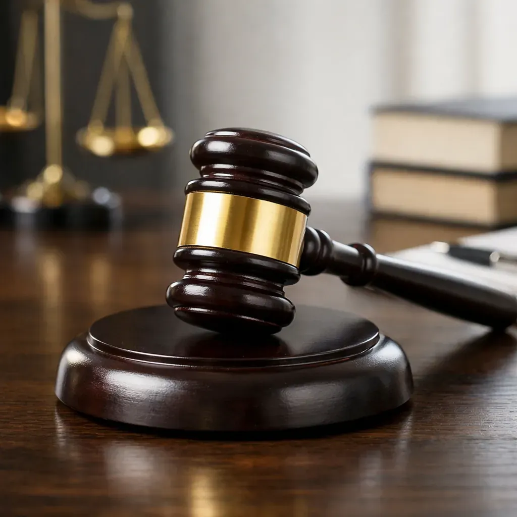 Modern legal gavel on desk