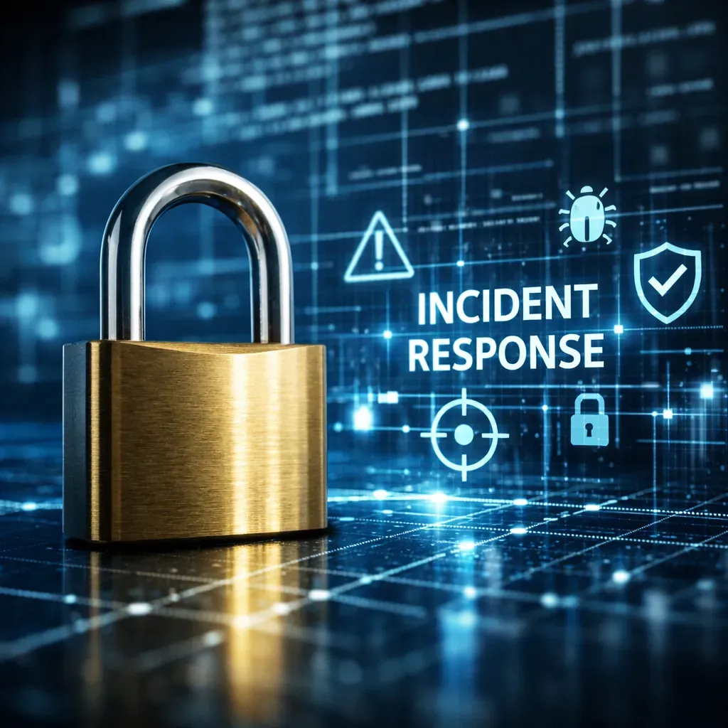 Lock and digital grid representing incident response