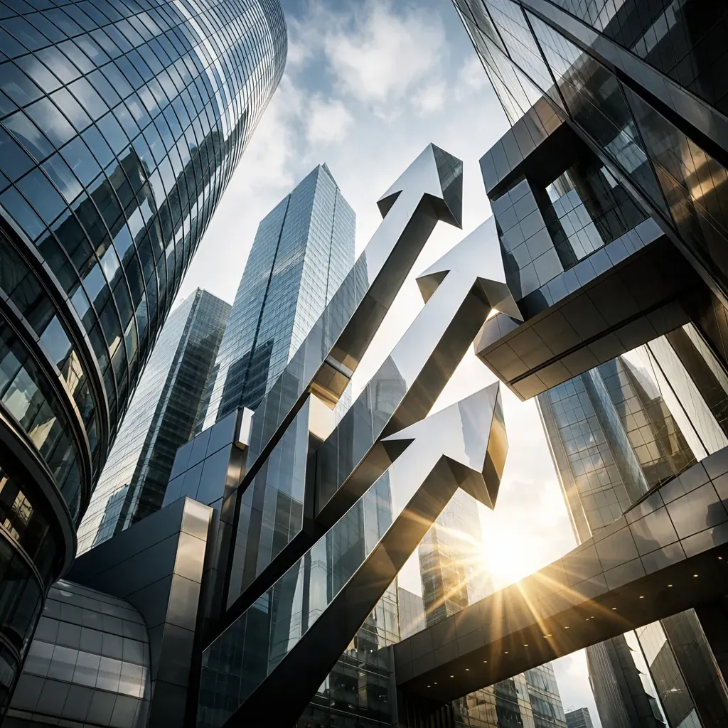 Abstract modern business architecture representing corporate restructuring